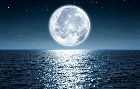 Wallpaper Moon Ocean Water Night Images For Desktop Section природа