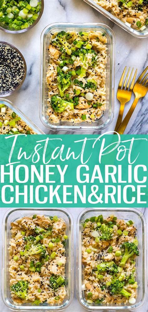 Place in pressure cooker with the 4 cups water. Instant Pot Honey Garlic Chicken Meal Prep Bowls in 2020 ...