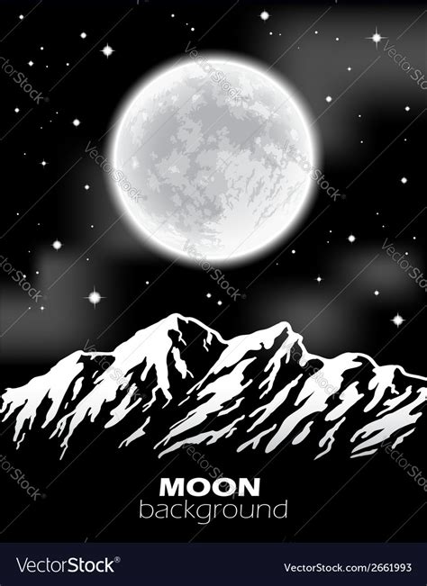 Full Moon Over Mountains Night Landscape Vector Image