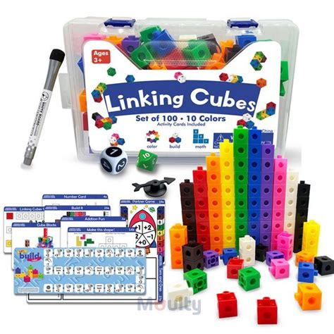 Moulty Linking Math Cubes With Activity Cards Set Number Blocks