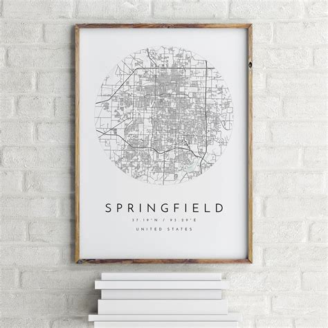 Springfield Map Springfield Missouri City Map Home Town Etsy