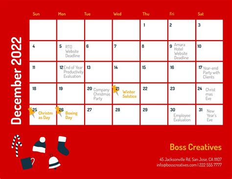 December 2022 Calendar With Holidays