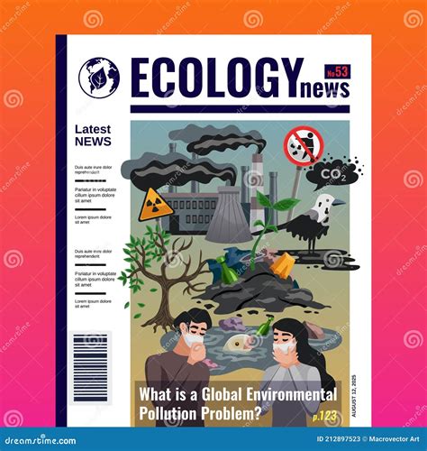 Pollution Ecology Magazine Cover Stock Vector Illustration Of