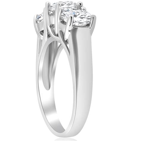 3ct Three Stone Diamond Engagement Ring 14k White Gold