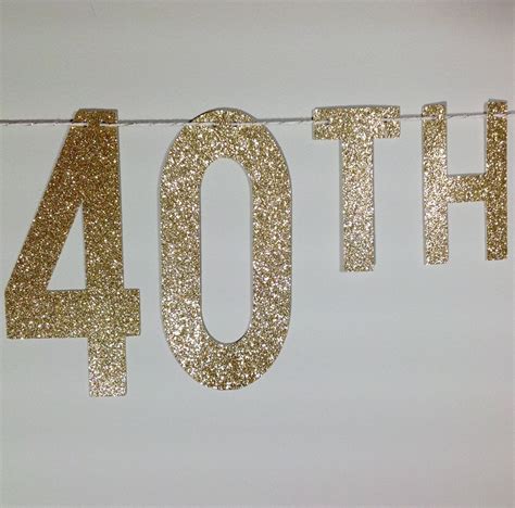Gold Glitter Happy 40th Birthday Banner 40th Birthday Banner 40th