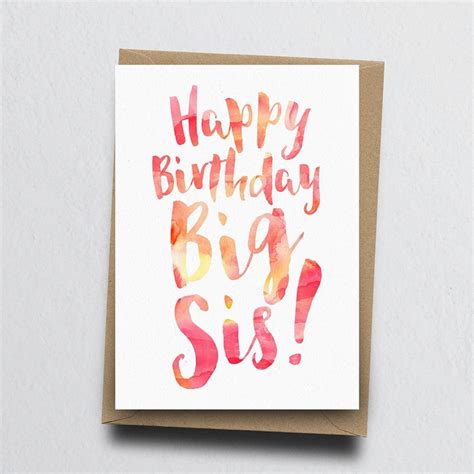 Happy Birthday Big Sis Greeting Card Sister B Folksy