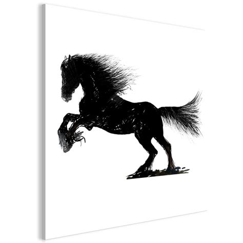 Canvas Art Dynamic Horse Black And White Illustration Of A Horse