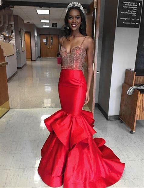 Buy Sexy Red Mermaid Prom Dresses 2016 Beading