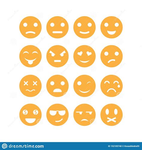 Set Of Emoticon Vector Icon Illustration Stock Vector Illustration Of