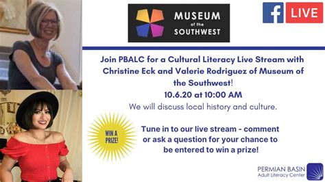 Cultural Literacy Live Stream With Museum Of The Southwest Pbalc Events