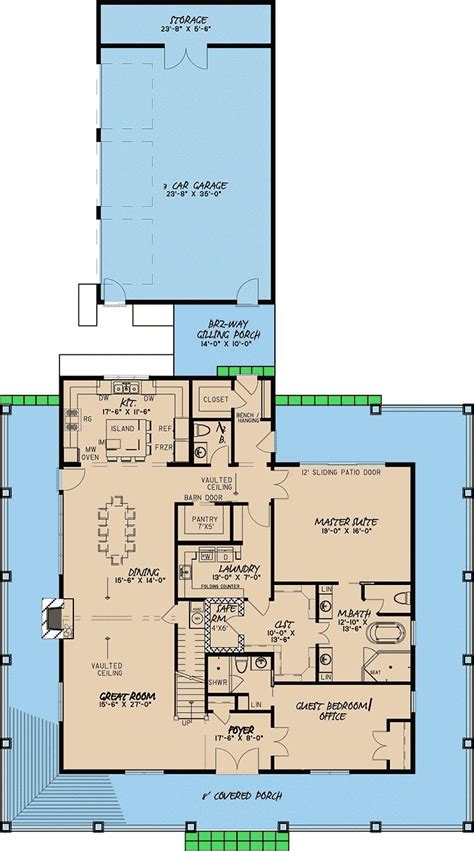 Safe room exercise car garage square feet house plan. Plan 70552MK: Rustic Country Home Plan with Wraparound ...