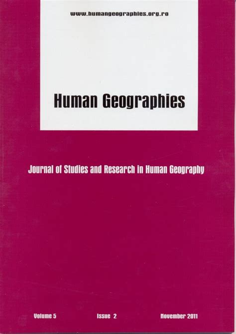 Human Geographies Journal Of Studies And Research In Human Geography