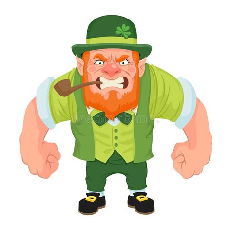 Angry Leprechaun Leaning Forward Flat Shaded Vector Based Image Of An