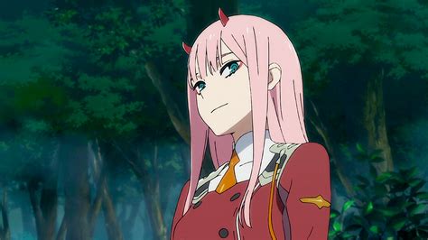 Darling In The Franxx Zero Two Hiro Zero Two With Background Of Green Trees Hd Anime Wallpapers