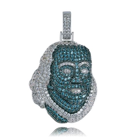 Topgrillz Icedout Blueface Benjamin Piece Pendant With Tennis Chain