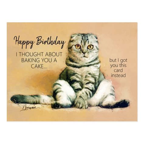 Funny Lazy Cat Happy Birthday Postcard