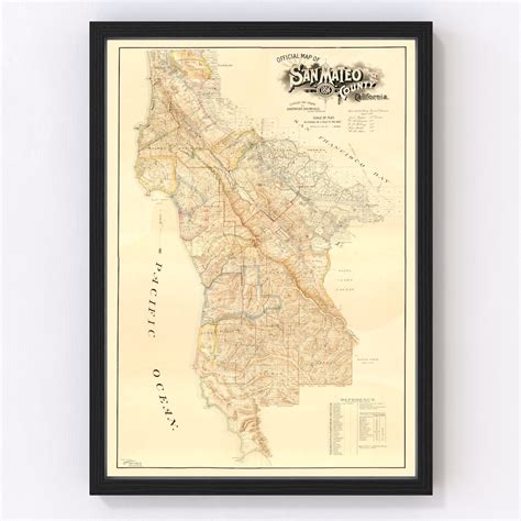 Vintage Map Of San Mateo County California 1894 By Teds Vintage Art