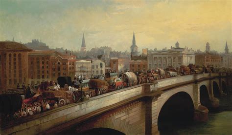 Wr Stone 19th Century Rush Hour On London Bridge With Fishmonger