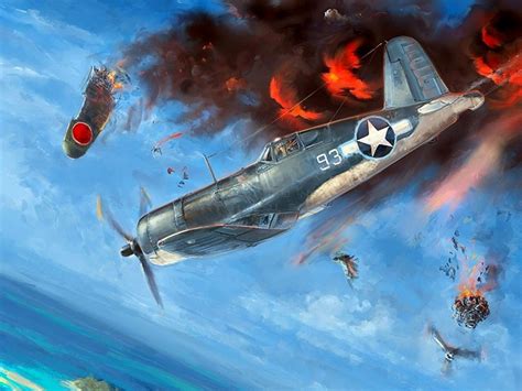 Vaught Corsair In Dogfight Battle Aircraft Painting Aircraft Art Wwii