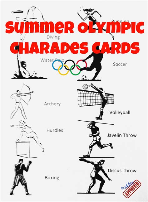 Learn about the disciplines, sports and events that are part of the olympic movement. Toddler Approved!: Summer Olympic Charades