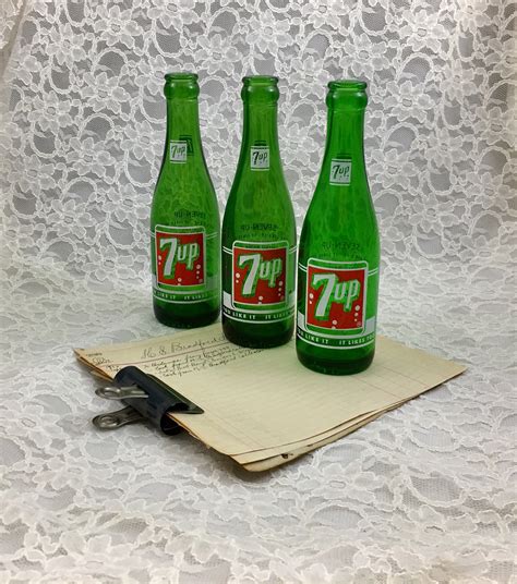 Vintage Late 1950s To Early 1960s 7 Ounce Green 7 Up Soda Bottles
