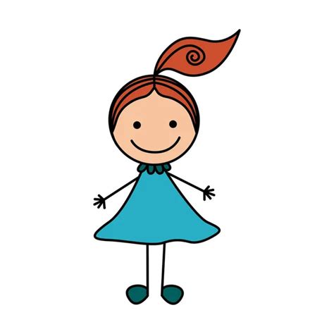 Dziewczynka Z Imbiru Włosów Akwarela Ilustracja Rysunek Uśmiechnięta