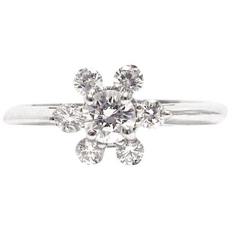 Tiffany And Co Diamond Platinum Flower Ring For Sale At 1stdibs