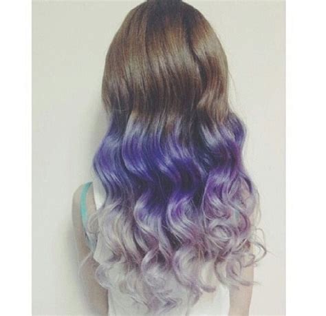 Brown Hairs Dipped Dyed Purple On Too Of White Funky Hairstyles