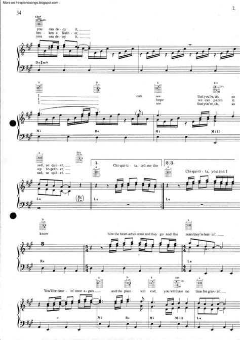 Chiquitita Free Sheet Music By Abba Pianoshelf