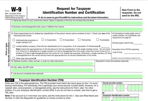 Independent Contractor Tax Form W 9 Example Calendar Printable