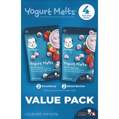 Pack Of 4 Gerber Yogurt Melts Strawberry And Mixed Berry Yogurt Snack