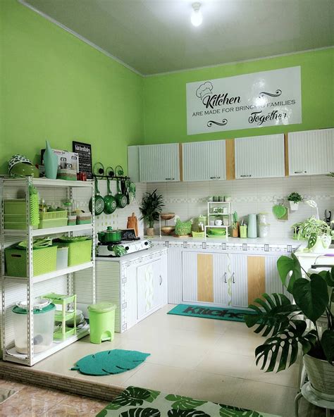 desain dapur sederhana warna hijau pictures