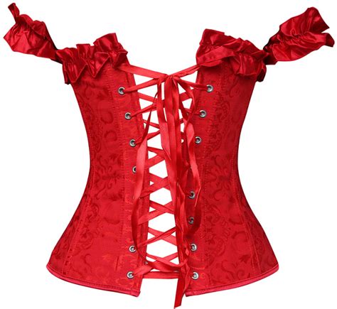 Red Tie Strap Embroidered Corset M2672