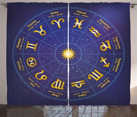 Astrology Curtains 2 Panels Set Horoscope Zodiac Signs With Birth