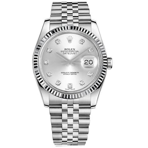 Rolex Datejust 36 Silver Diamond Dial Watch 116234 Slvdfj