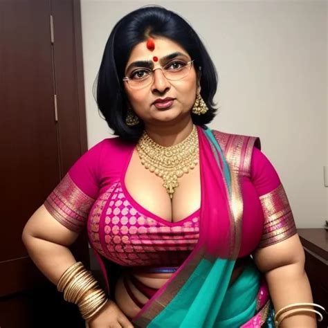 Image Upscale Indian Aunty With Big