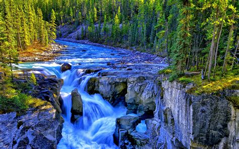 Waterfall River Rocks Forest Trees Rivers 323048