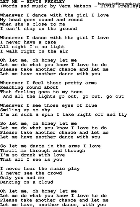 Let Me By Elvis Presley Lyrics