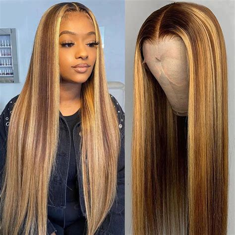 Premium Highlight Hd Lace Front Wigs Human Hair For Women 427 Colored