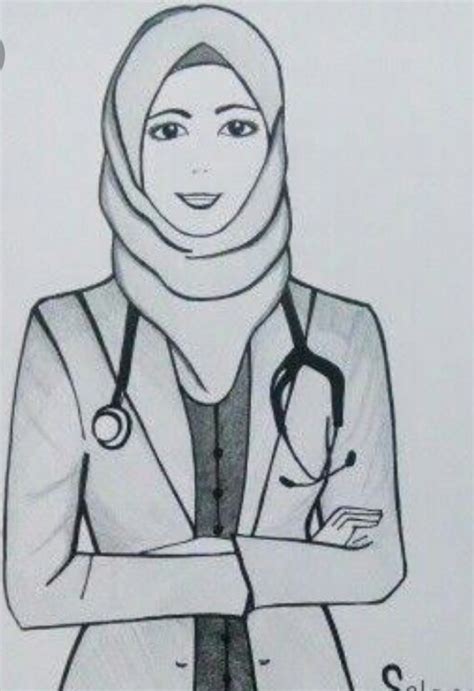 Sketsa Kartun Dokter Muslimah Cantik Cara Menggambar Orang Dengan