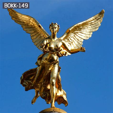 Outdoor Large Female Winged Golden Bronze Angel Statue Garden