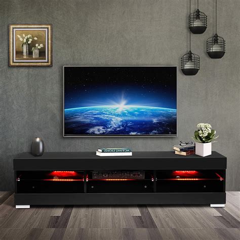 57 Tv Stand With Rgb Led Lights Modern Decorative Tv Console Storage