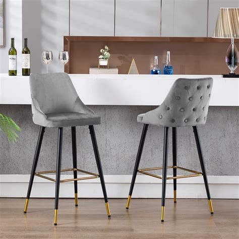 Duhome Barstools Set Of 2 Modern Tall Bar Chairs Height 30 Button
