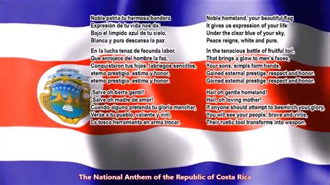 Himno Nacional De Costa Rica Con Letra Costa Rica National Anthem