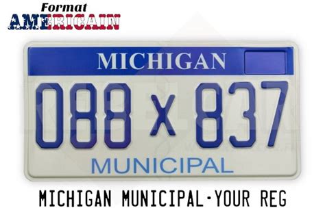 Michigan Municipal Current Us Usa License Plate Number Plate Embossed