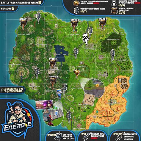 Cheat Sheet Map For Fortnite Season 5 Week 9 Challenges Fortnite Insider