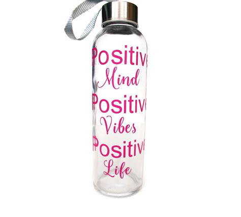 Download Glass Water Bottle Pink Positive Mind Positive Vibes ...