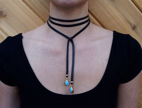 Turquoise Leather Wrap Choker By Crossstreetjewelry On Etsy Https