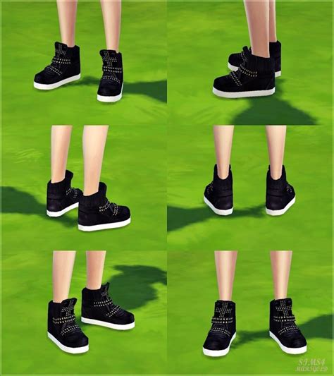 Female Cross Stud High Top Sneakers Sims 4 Female Shoes