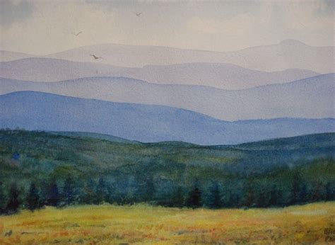Adirondack Mountains In The Fog Elise Fine Art Painting Watercolor